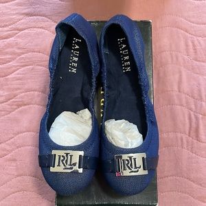 Navy Blue Jean Ralph Lauren Flats. Brand new